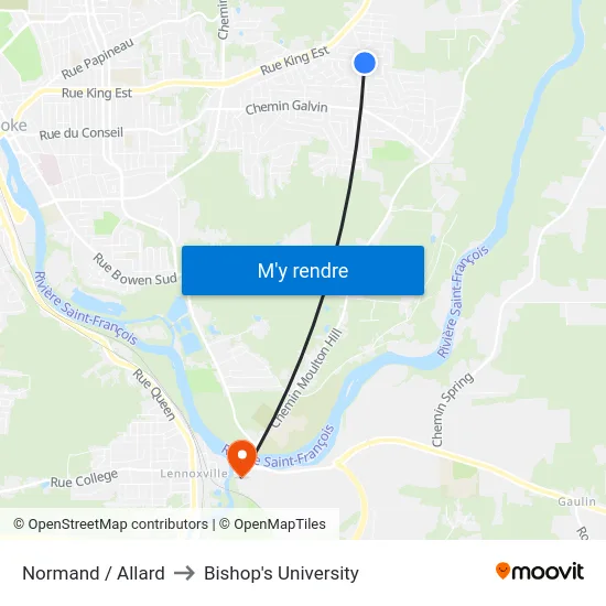 Normand / Allard to Bishop's University map