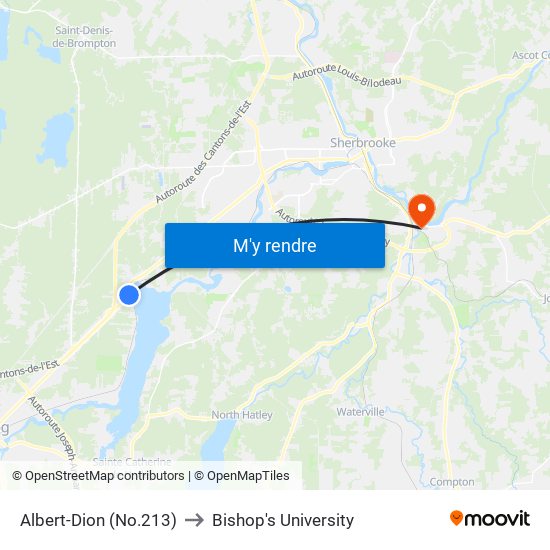 Albert-Dion (No.213) to Bishop's University map