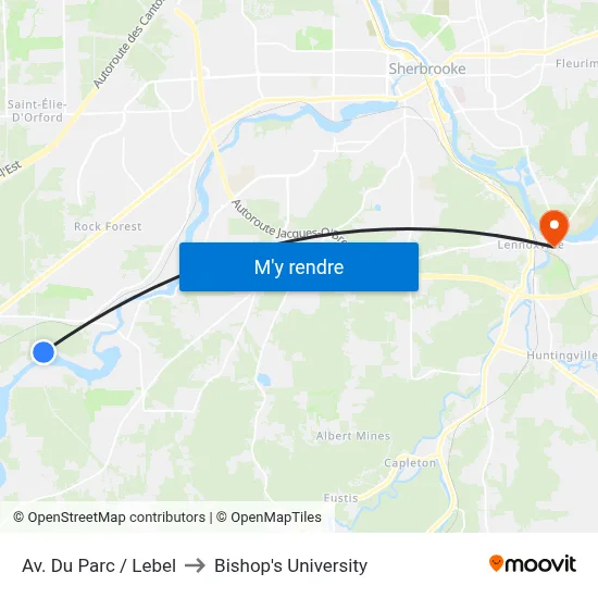 Av. Du Parc / Lebel to Bishop's University map