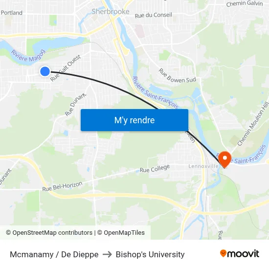 Mcmanamy / De Dieppe to Bishop's University map