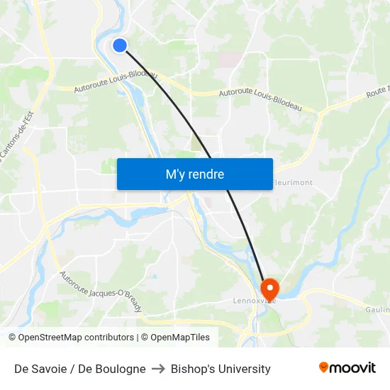De Savoie / De Boulogne to Bishop's University map