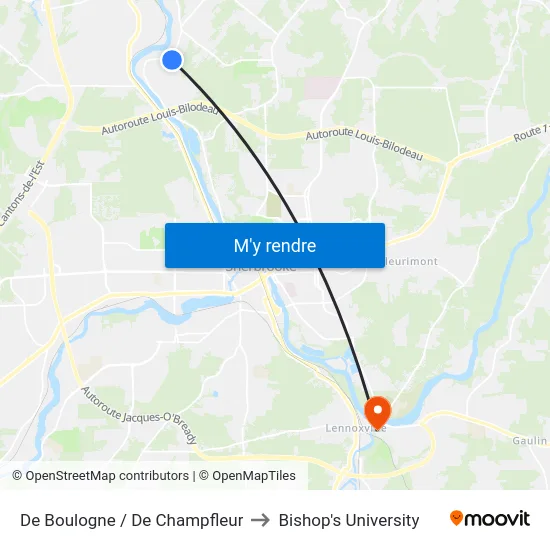 De Boulogne / De Champfleur to Bishop's University map