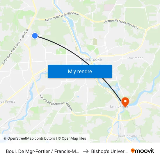 Boul. De Mgr-Fortier / Francis-Mccrea to Bishop's University map