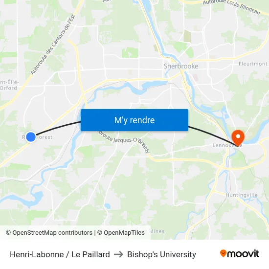 Henri-Labonne / Le Paillard to Bishop's University map
