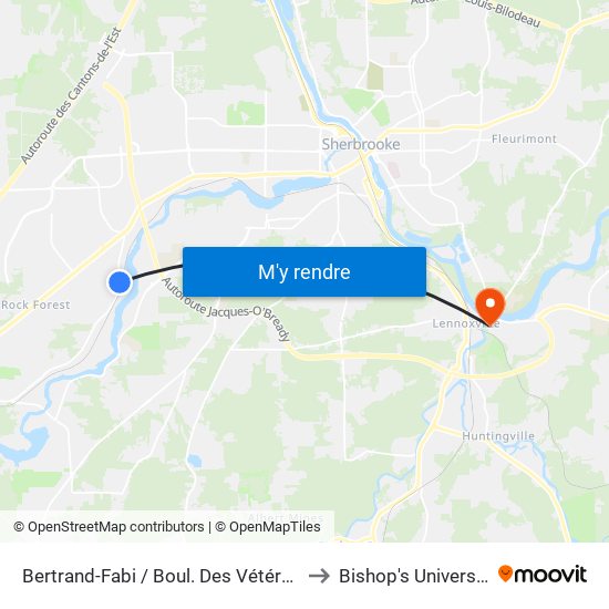 Bertrand-Fabi / Boul. Des Vétérans to Bishop's University map