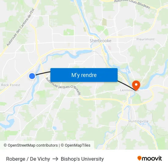 Roberge / De Vichy to Bishop's University map