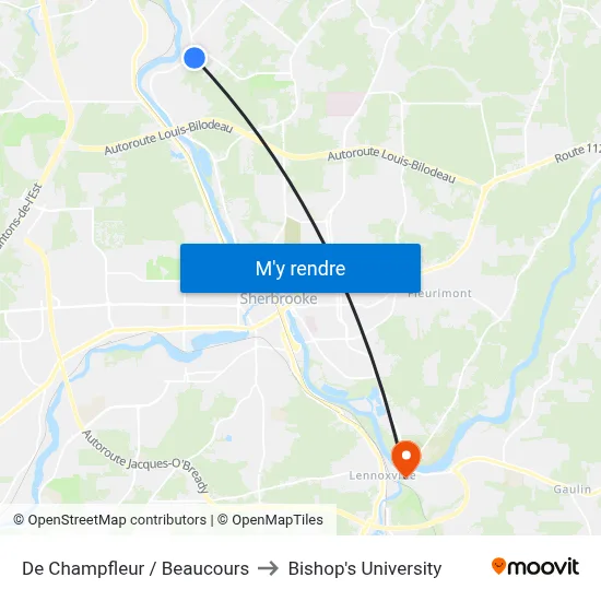 De Champfleur / Beaucours to Bishop's University map