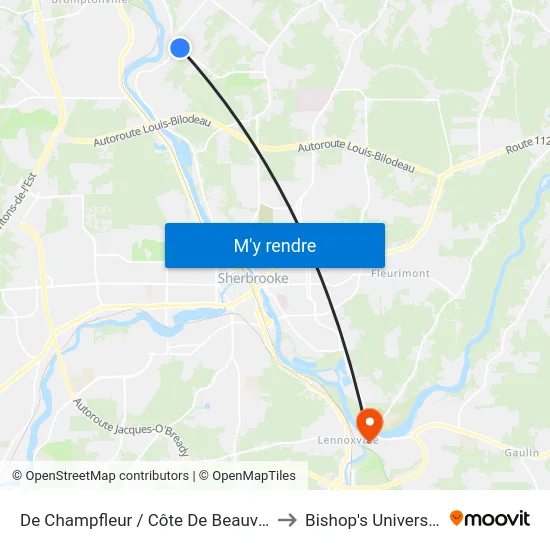 De Champfleur / Côte De Beauvoir to Bishop's University map