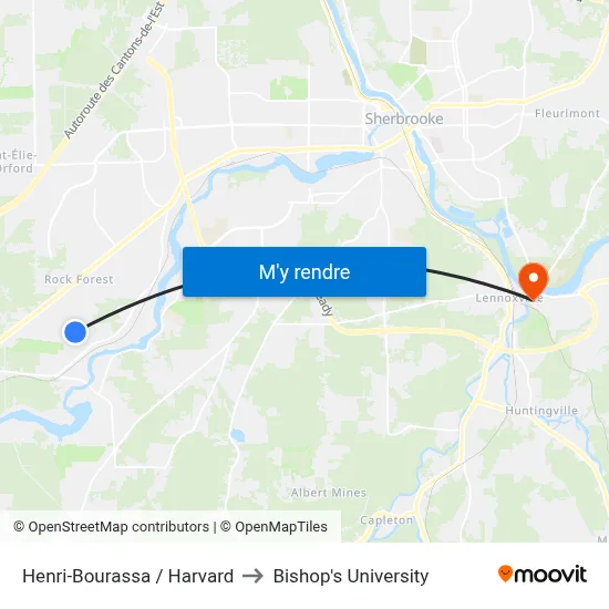 Henri-Bourassa / Harvard to Bishop's University map