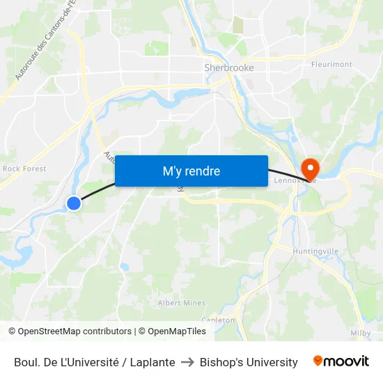 Boul. De L'Université / Laplante to Bishop's University map