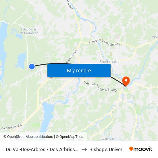 Du Val-Des-Arbres / Des Arbrisseaux to Bishop's University map