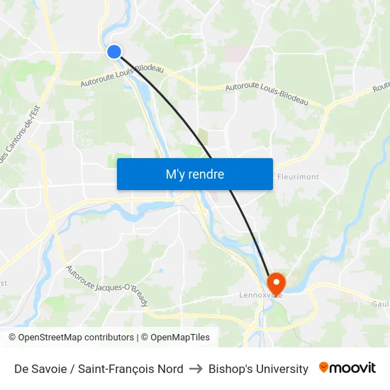 De Savoie / Saint-François Nord to Bishop's University map
