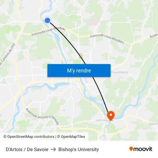 D'Artois / De Savoie to Bishop's University map