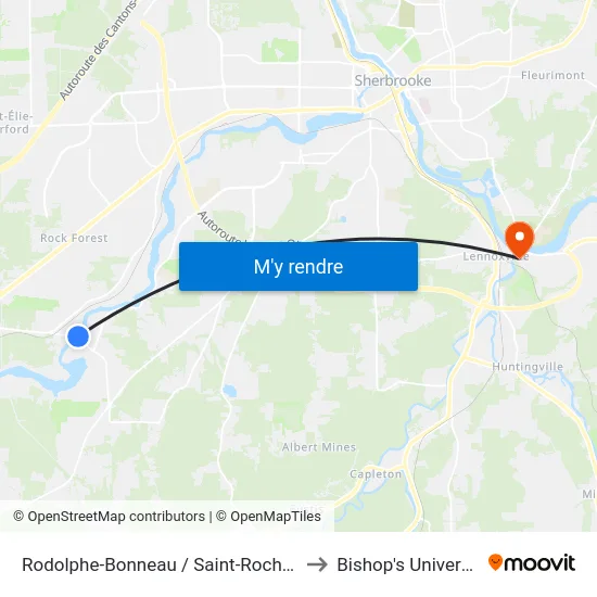 Rodolphe-Bonneau / Saint-Roch Sud to Bishop's University map