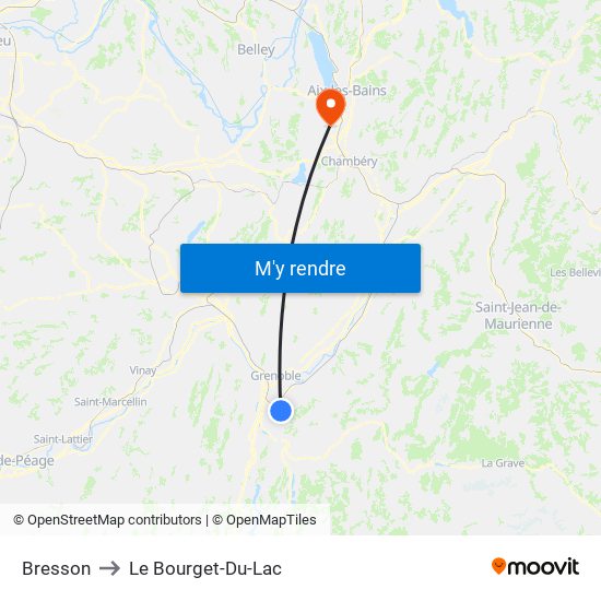 Bresson to Le Bourget-Du-Lac map