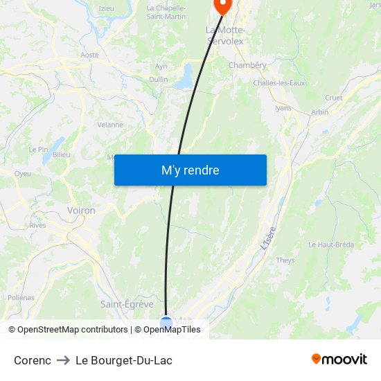 Corenc to Le Bourget-Du-Lac map