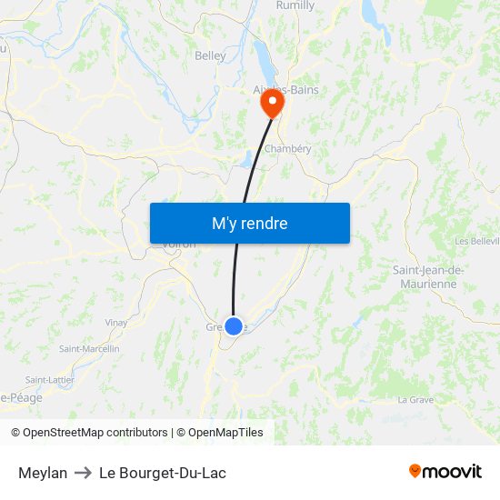 Meylan to Le Bourget-Du-Lac map