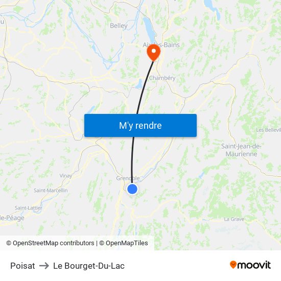 Poisat to Le Bourget-Du-Lac map