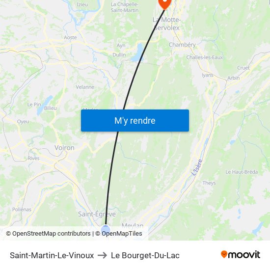 Saint-Martin-Le-Vinoux to Le Bourget-Du-Lac map