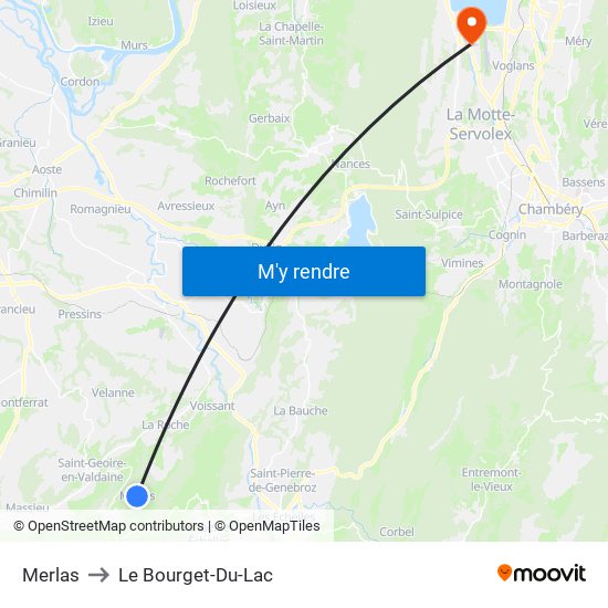 Merlas to Le Bourget-Du-Lac map