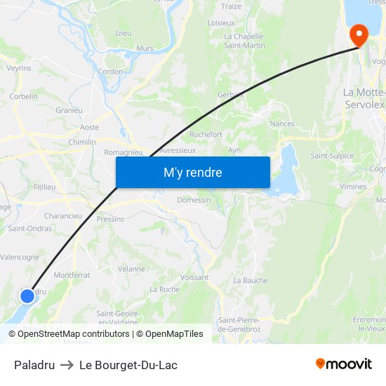 Paladru to Le Bourget-Du-Lac map
