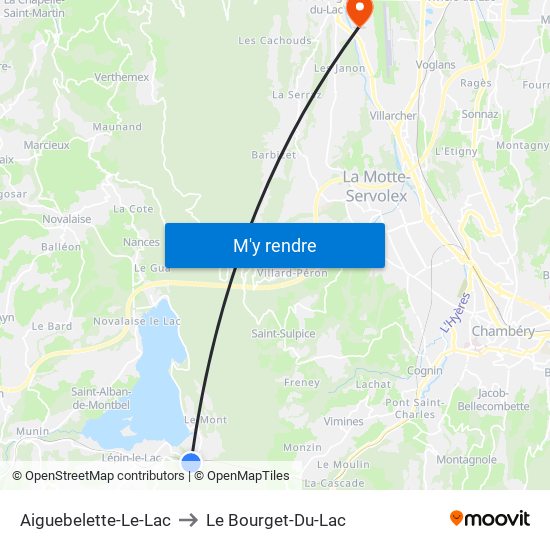 Aiguebelette-Le-Lac to Le Bourget-Du-Lac map