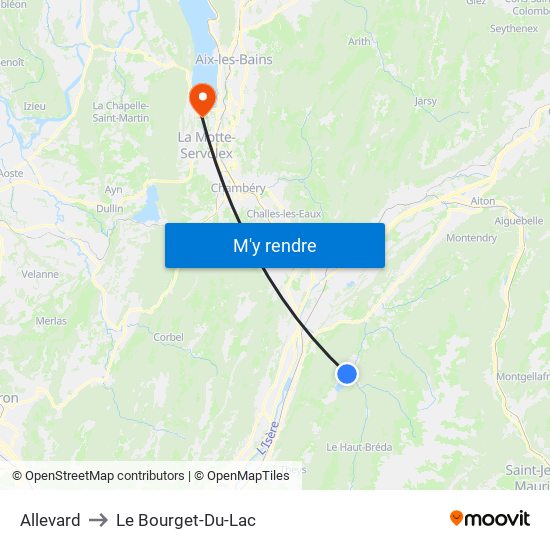 Allevard to Le Bourget-Du-Lac map