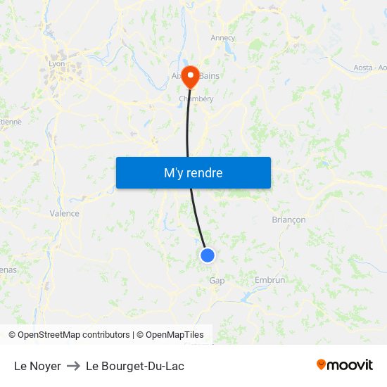 Le Noyer to Le Bourget-Du-Lac map