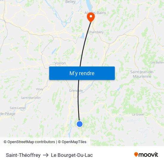 Saint-Théoffrey to Le Bourget-Du-Lac map