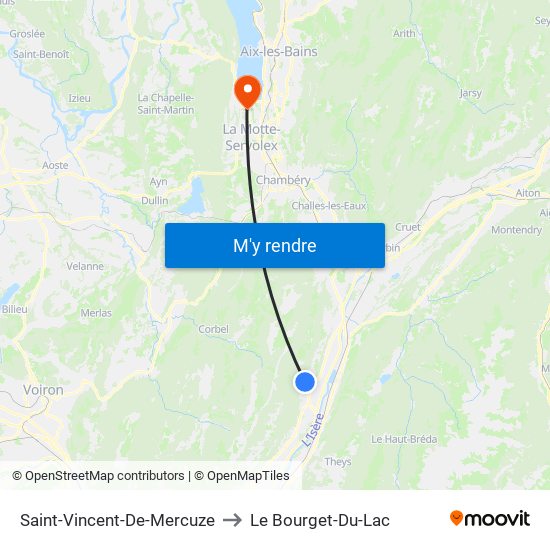 Saint-Vincent-De-Mercuze to Le Bourget-Du-Lac map