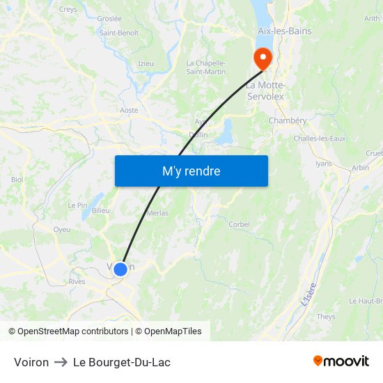 Voiron to Le Bourget-Du-Lac map