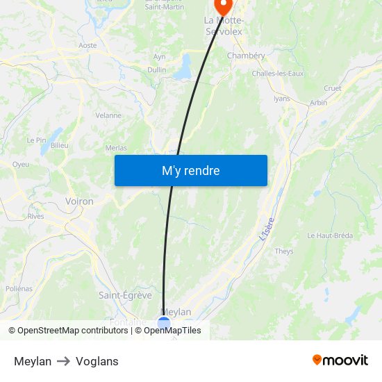 Meylan to Voglans map