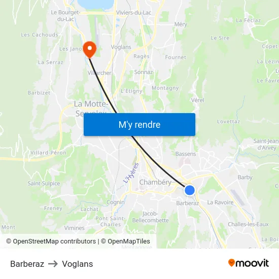 Barberaz to Voglans map
