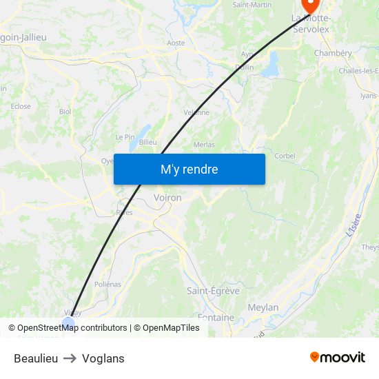 Beaulieu to Voglans map