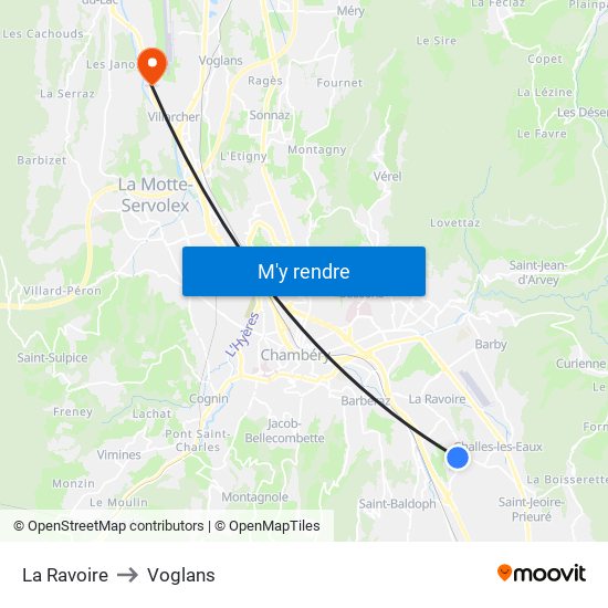 La Ravoire to Voglans map