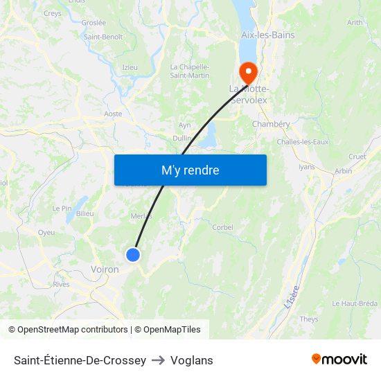 Saint-Étienne-De-Crossey to Voglans map