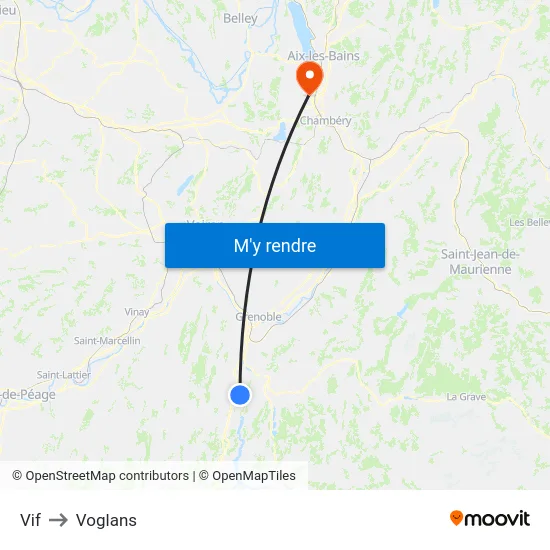 Vif to Voglans map