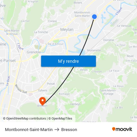 Montbonnot-Saint-Martin to Bresson map
