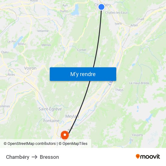 Chambéry to Bresson map