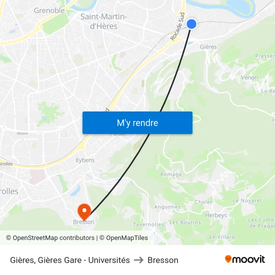 Gières, Gières Gare - Universités to Bresson map