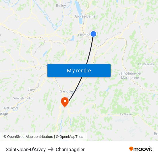 Saint-Jean-D'Arvey to Champagnier map