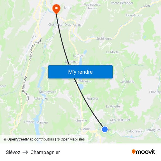 Siévoz to Champagnier map