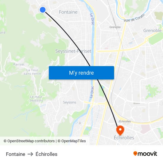 Fontaine to Échirolles map