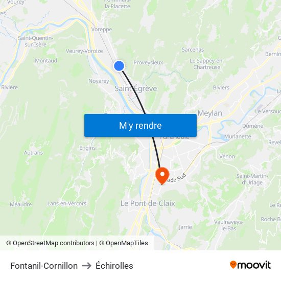 Fontanil-Cornillon to Échirolles map