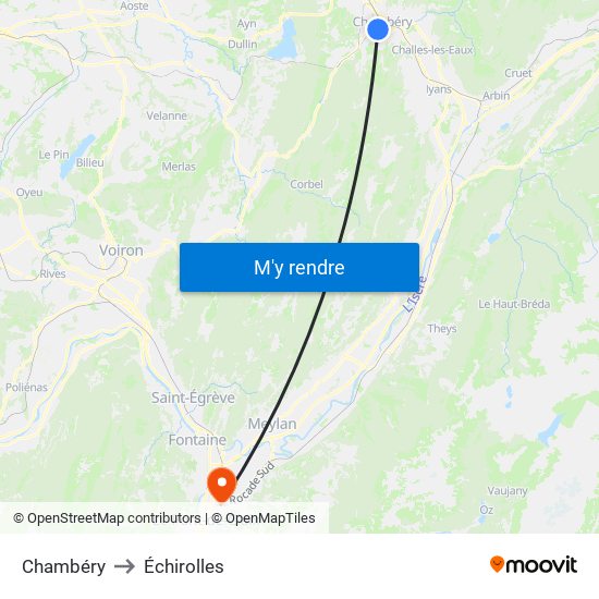 Chambéry to Échirolles map
