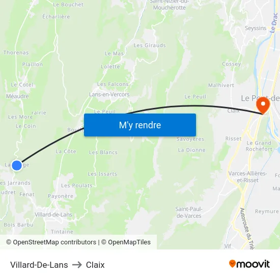 Villard-De-Lans to Claix map