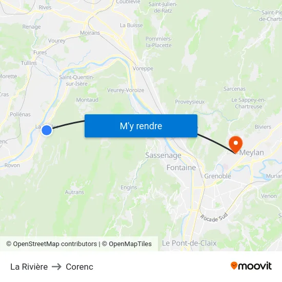 La Rivière to Corenc map