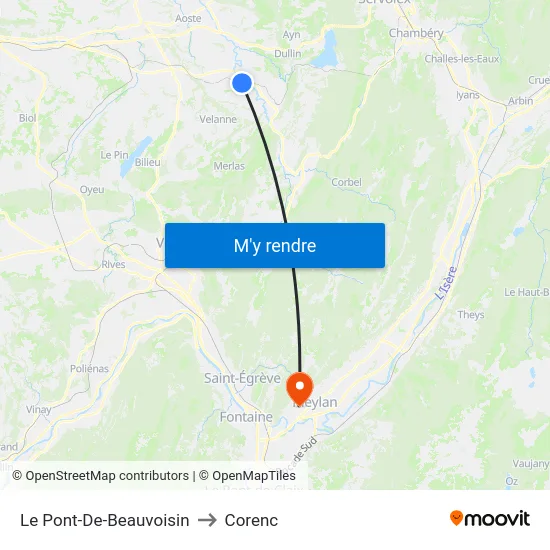 Le Pont-De-Beauvoisin to Corenc map