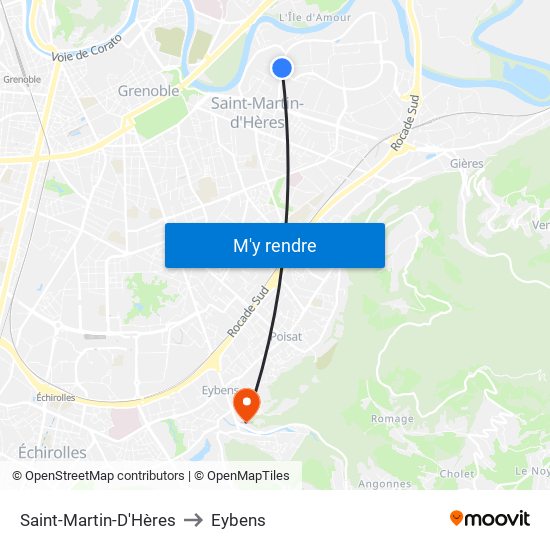 Saint-Martin-D'Hères to Eybens map