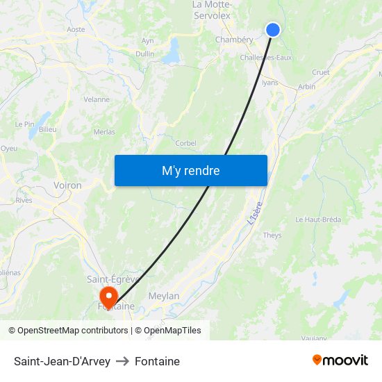 Saint-Jean-D'Arvey to Fontaine map